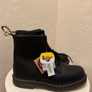 Dr. Martens Black Boots with Yellow Stitching